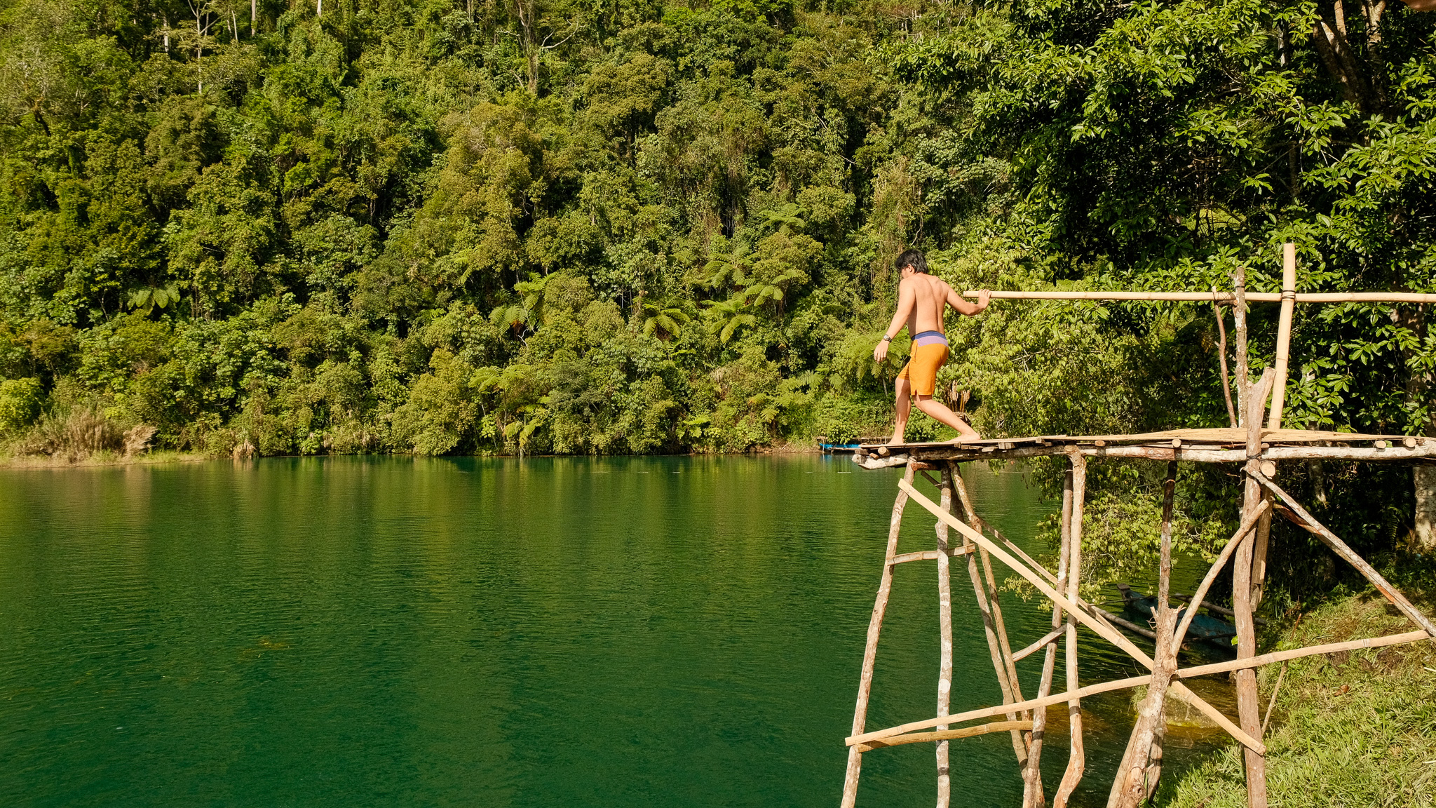 A person about to jump at Lake Holon